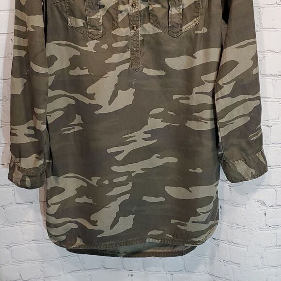 Express green camoflage chambray tunic - Picture 3 of 9